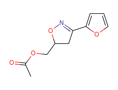 Molecular Structure of 114085-36-8 (5-Isoxazolemethanol, 3-(2-furanyl)-4,5-dihydro-, acetate (ester))