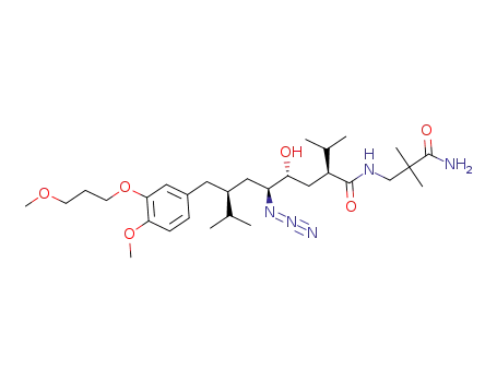 Molecular Structure of 1607844-94-9 ((2S,4R,5S,7S)-N-(3-amino-2,2-dimethyl-3-oxopropyl)-5-azido-4-hydroxy-2-isopropyl-7-(4-methoxy-3-(methoxypropoxy)benzyl)-8-methylnonanamide)