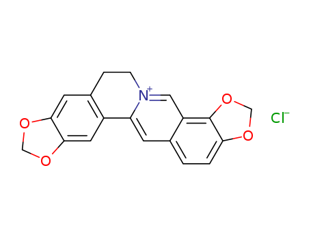 6020-18-4,Coptisine chloride,Berbinium,7,8,13,13a-tetradehydro-2,3:9,10-bis(methylenedioxy)-, chloride (8CI);Bis[1,3]benzodioxolo[5,6-a:4',5'-g]quinolizinium, 6,7-dihydro-, chloride (9CI);NSC 119754;Coptisine hydrochloride;