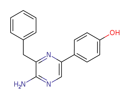 Molecular Structure of 37156-84-6 (4-(5-amino-6-benzylpyrazin-2-yl)phenol)