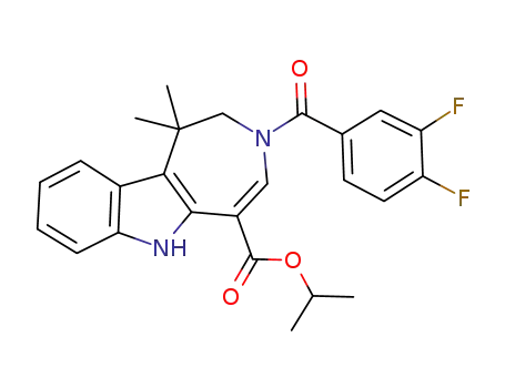 Molecular Structure of 629664-81-9 (3-(3,4-Difluorobenzoyl)-1,2,3,6-tetrahydro-1,1-dimethylazepino[4,5-b]indole-5-carboxylic acid 1-methylethyl ester)