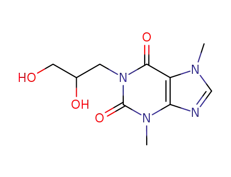 Molecular Structure of 13460-96-3 (1-(2,3-dihydroxypropyl)-3,7-dihydro-3,7-dimethyl-1H-purine-2,6-dione)