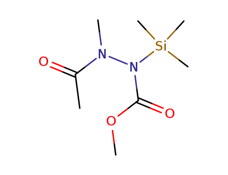 Molecular Structure of 87580-31-2 (Hydrazinecarboxylic acid, 2-acetyl-2-methyl-1-(trimethylsilyl)-, methyl
ester)