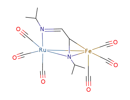 Molecular Structure of 90219-33-3 (FeRu(CO)6(σ-N,μ2-N`,η2-C=N`-1,4-di-isopropyl-1,4-diaza-1,3-butadiene))