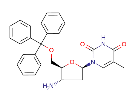 Molecular Structure of 124355-25-5 (3'-amino-3'-deoxy-5'-O-triphenylmethyl-β-D-thymidine)