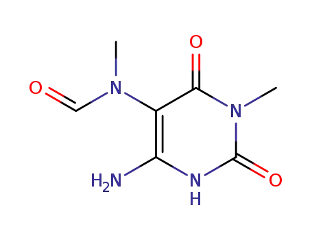 Molecular Structure of 55782-76-8 (6-Amino-5-(N-formyl-N-methyl)-3-methyluracil)