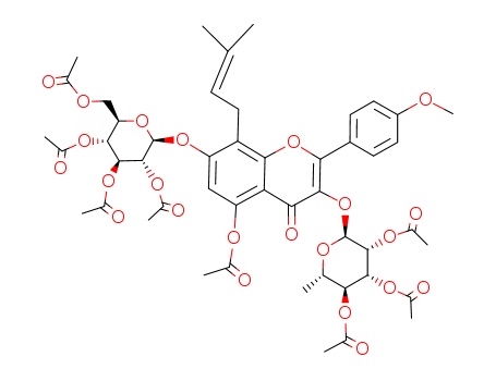 4H-1-Benzopyran-4-one,5-(acetyloxy)-2-(4-methoxyphenyl)-8-(3-methyl-2-butenyl)-7-[(2,3,4,6-tetra-O-acetyl-b-D-glucopyranosyl)oxy]-3-[(2,3,4-tri-O-acetyl-6-deoxy-a-L-mannopyranosyl)oxy]- (9CI)