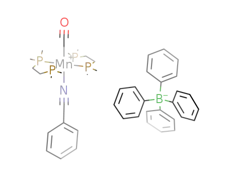 Molecular Structure of 133672-19-2 (carbonyl(benzonitrile)bis(1,2-bis(dimethylphosphino)ethane)manganese(I) tetraphenylborate)