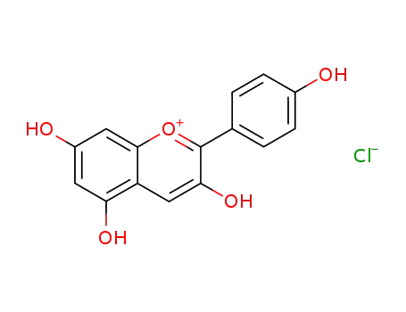 Molecular Structure of 134-04-3 (1-Benzopyrylium,3,5,7-trihydroxy-2-(4-hydroxyphenyl)-, chloride (1:1))
