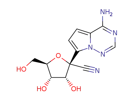 Molecular Structure of 1191237-69-0 ((2R,3R,4S,5R)?2?(4?aminopyrrolo[1,2?f][1,2,4]triazin?7?yl)?3,4?dihydroxy?5?(hydroxymethyl)tetrahydrofuran?2?carbonitrile)