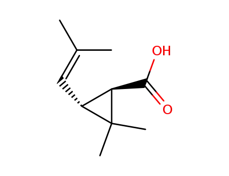 Molecular Structure of 705-16-8 (trans-(±)-2,2-dimethyl-3-(2-methylprop-1-enyl)cyclopropanecarboxylic acid)