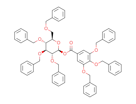 Molecular Structure of 1195367-79-3 (2,3,4,6-tetra-O-benzyl-1-(3’,4’,5’-tri-O-benzylgalloyl)-β-D-glucopyranose)