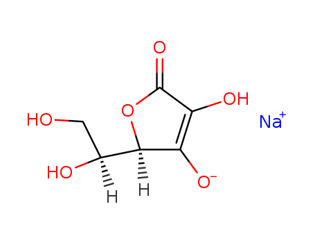 6381-77-7,Sodium erythorbate,Araboascorbicacid, monosodium salt, D- (6CI);D-erythro-Hex-2-enonic acid, g-lactone, monosodium salt (8CI,9CI);E 316;Erbit N;Eribate N;Erythorbic acid sodium salt;Isona;Mercate 20;Neo-Cebitate;Ozoban;Sodium D-isoascorbate;Sodium Isovitamin C;Sodiumisoascorbate;Sodium Erythorbate FCC4;