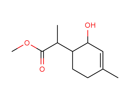 Molecular Structure of 182489-56-1 (2-(2-Hydroxy-4-methyl-cyclohex-3-enyl)-propionic acid methyl ester)