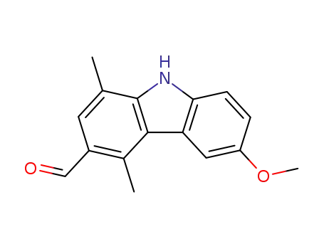 Molecular Structure of 18073-15-9 (6-Methoxy-1,4-dimethyl-9H-carbazole-3-carbaldehyde)