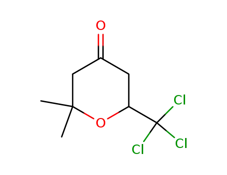Molecular Structure of 10338-85-9 (2,2-dimethyl-6-(trichloromethyl)tetrahydro-4H-pyran-4-one)