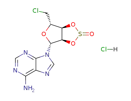Molecular Structure of 69260-62-4 (5'-chloro-5'-deoxy-2',3'-O-sulphinyladenosine hydrochloride)