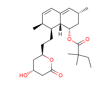 79902-63-9,Simvastatin,Butanoic acid,2,2-dimethyl-,(1S,3R,7S,8S,- 8aR)-1,2,3,7,8,8a-hexahydro-3,7-dimethyl-8- [2-[(2R,4R)-tetrahydro-4-hydroxy-6-oxo- 2H-pyran-2-yl]ethyl]-1-naphthalenyl ester;Colemin;Nivelipol;Butanoic acid, 2,2-dimethyl-, 1,2,3,7,8,8a-hexahydro-3,7-dimethyl-8-(2-(tetrahydro-4-hydroxy-6-oxo-2H-pyran-2-yl)ethyl)-1-naphthalenyl ester, (1S-(1alpha,3alpha,7beta,8beta(2S*,4S*),8abeta))-;Simvastatin [USAN:BAN:INN];Velostatin;Coledis;MK-733;Medipo;MK 0733;Simvastatin (COS);MK-0733;Labistatin;Simvastatine [French];Zocor (TN);(1S,3R,7S,8S,8aR)-8-{2-[(2R,4R)-4-hydroxy-6-oxotetrahydro-2H-pyran-2-yl]ethyl}-3,7-dimethyl-1,2,3,7,8,8a-hexahydronaphthalen-1-yl 2,2-dimethylbutanoate;Sivastin;Rendapid;Synvinolin;Corolin;Butanoic acid, 2,2-dimethyl-, (1S,3R,7S,8S,8aR)-1,2,3,7,8,8a-hexahydro-3,7-dimethyl-8-(2-((2R,4R)-tetrahydro-4-hydroxy-6-oxo-2H-pyran-2-yl)ethyl)-1-naphthalenyl ester;Liponorm;Lodales;Pantok;[(1S,3R,7R,8S,8aR)-8-[2-[(4R)-4-hydroxy-6-oxo-oxan-2-yl]ethyl]-3,7-dimethyl-1,2,3,7,8,8a-hexahydronaphthalen-1-yl] 2,2-dimethylbutanoate;Lipex;Vasotenal;