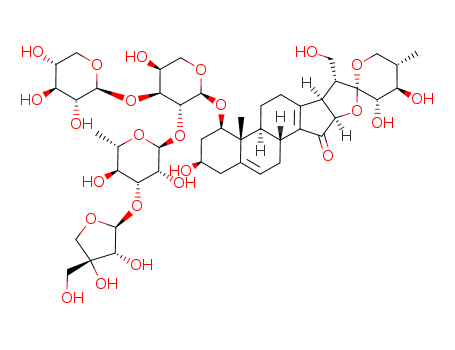 (25S)-1β-[2-O-(3-O-D-Apio-β-D-furanosyl-α-L-rhamnopyranosyl)-3-O-β-D-xylopyranosyl-α-L-arabinopyranosyloxy]-3β,21,23α,24β-tetrahydroxy-18-norspirosta-5,13-diene-15-one(58809-09-9)