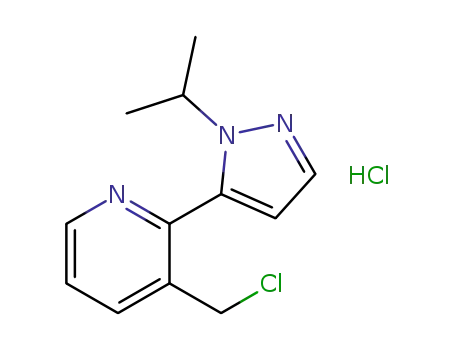 Molecular Structure of 1446321-95-4 (3-(chloromethyl)-2-(1-isopropyl-1H-pyrazol-5-yl)pyridine hydrochloride)