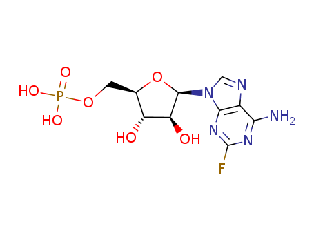 75607-67-9,Fludarabine phosphate,Fludarabine phosphate (JAN/USP);Fludarabine 5-monophosphate;9-beta-D-Arabinofuranosyl-2-fluoroadenine 5-(dihydrogen phosphate);Trimeric Sodium Phosphate;[(2R,3R,4S,5R)-5-(6-amino-2-fluoro-purin-9-yl)-3,4-dihydroxy-oxolan-2-yl]methoxyphosphonic acid;2-Fluoro-ARA AMP;Fludarabine phosphate [USAN:BAN];Fludarabine monophosphate;9-beta-Arabinofuranosyl-2-fluoroadenine-5-phosphate;Fludura;9H-Purin-6-amine, 2-fluoro-9-(5-O-phosphono-.beta.-D-arabinofuranosyl)-;2-Fluoroadenine arabinoside 5-monophosphate;fludarabine hcl;