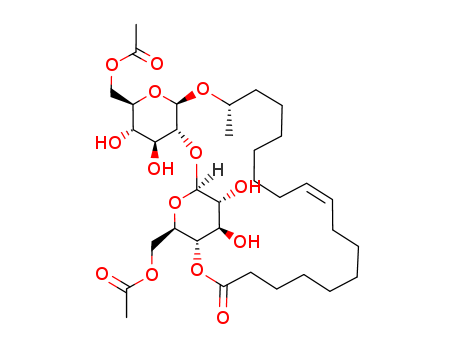 148409-20-5,Lactonic Sophorolipid,17-L-[(2’-O-β-D-glucopyranosyl-β-D-glucopyranosyl)oxy]-cis-9-octadecenoic acid 1‘4''-lactone 6’,6”-diacetate