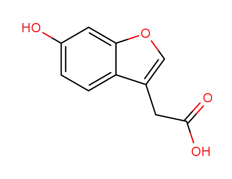 Molecular Structure of 69716-04-7 (2-(6-HYDROXY-1-BENZOFURAN-3-YL) ACETIC ACID, 97)