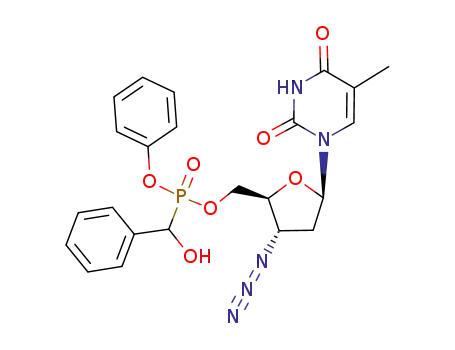 Molecular Structure of 879688-30-9 (Thymidine, 3'-azido-3'-deoxy-, 5'-[phenyl
(hydroxyphenylmethyl)phosphonate])