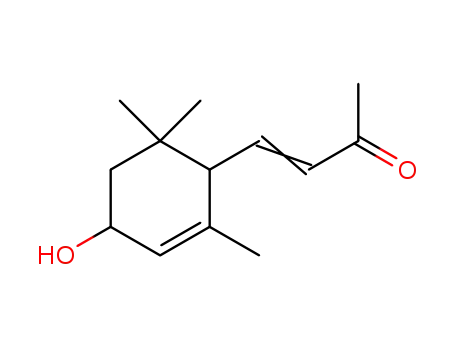 Molecular Structure of 38963-41-6 (3-Buten-2-one, 4-(4-hydroxy-2,6,6-trimethyl-2-cyclohexen-1-yl)-)
