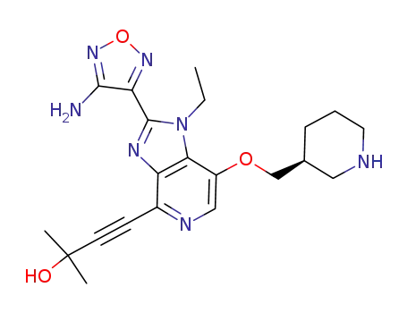 Molecular Structure of 937174-76-0 (4-[2-(4-Amino-1,2,5-oxadiazol-3-yl)-1-ethyl-7-[(3S)-3-piperidinylmethoxy]-1H-imidazo[4,5-c]pyridin-4-yl]-2-methyl-3-butyn-2-ol)