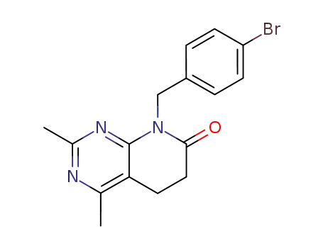Molecular Structure of 145733-62-6 (8-[(4-Bromophenyl)methyl]-5,8-dihydro-2,4-dimethylpyrido[2,3-d]pyrimidin-7(6H)-one)