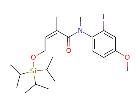 Molecular Structure of 153109-51-4 ((Z)-2-Methyl-4-triisopropylsilanyloxy-but-2-enoic acid (2-iodo-4-methoxy-phenyl)-methyl-amide)