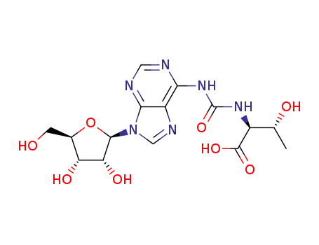 Molecular Structure of 24719-82-2 (N6-[((1S,2R)-1-CARBOXY-2-HYDROXYBUTYLAMINO)CARBONYL]ADENOSINE SODIUM SALT)