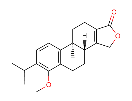 Molecular Structure of 74311-48-1 (Phenanthro(1,2-c)furan-1(3H)-one, 3b,4,5,9b,10,11-hexahydro-6-methoxy- 9b-methyl-7-(1-methylethyl)-, (3bR-trans)-)