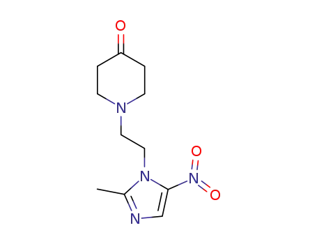 Molecular Structure of 1001314-68-6 (1-(2-(2-methyl-5-nitro-1H-imidazol-1-yl)ethyl)piperidin-4-one)