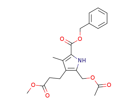 Molecular Structure of 859-38-1 (1H-Pyrrole-3-propanoic acid,
2-[(acetyloxy)methyl]-4-methyl-5-[(phenylmethoxy)carbonyl]-, methyl
ester)