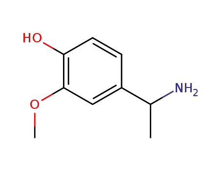Molecular Structure of 134855-95-1 (Phenol, 4-(1-aminoethyl)-2-methoxy-, (R)- (9CI))