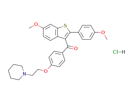 Molecular Structure of 84541-36-6 (6-METHOXY-2-(4-METHOXY PHENYL)-BENZO[B]THIEN-3-YL][4-[2-(1-[PIPERIDINYL)ETHOXY]PHENYL]METHANONE HYDROCHLORIDE)