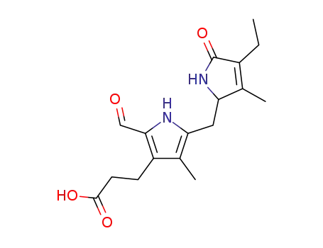 Molecular Structure of 22818-51-5 (1H-Pyrrole-3-propanoic acid,
5-[(4-ethyl-2,5-dihydro-3-methyl-5-oxo-1H-pyrrol-2-yl)methyl]-2-formyl-4-
methyl-)