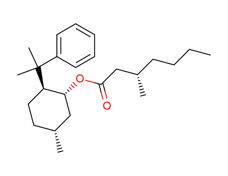 Molecular Structure of 81002-23-5 ((S)-3-Methyl-heptanoic acid (1R,2S,5R)-5-methyl-2-(1-methyl-1-phenyl-ethyl)-cyclohexyl ester)
