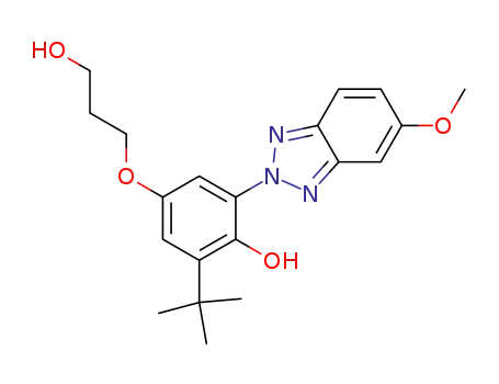 Molecular Structure of 114289-79-1 (Phenol,2-(1,1-dimethylethyl)-4-(3-hydroxypropoxy)-6-(5-methoxy-2H-benzotriazol-2-yl)-)