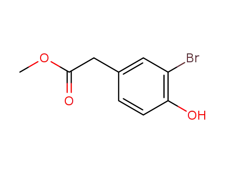 Molecular Structure of 34918-57-5 (Benzeneacetic acid, 3-bromo-4-hydroxy-, methyl ester)