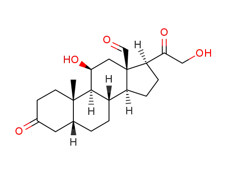 Molecular Structure of 7305-52-4 (11β,21-dihydroxy-3,20-dioxo-5β-pregnan-18-al)