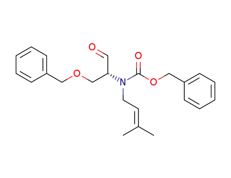 Molecular Structure of 115890-38-5 (Carbamic acid, [1-formyl-2-(phenylmethoxy)ethyl](3-methyl-2-butenyl)-,
phenylmethyl ester, (R)-)
