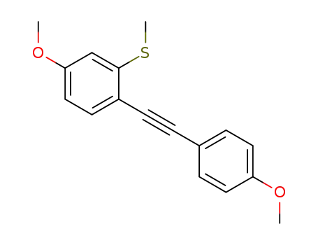 Molecular Structure of 1163701-10-7 ((5-methoxy-2-((4-methoxyphenyl)ethynyl)phenyl)(methyl)-sulfane)