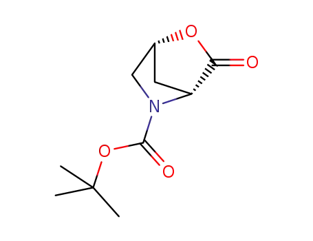 Molecular Structure of 848488-70-0 ((1R,4R)-tert-Butyl 3-oxo-2-oxa-5-azabicyclo[2.2.1]heptane-5-carboxylate)