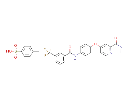 Molecular Structure of 1338443-27-8 (N-Methyl-4-(4-(3-(trifluoroMethyl)benzaMido)phenoxy)picolinaMide Tosylate)