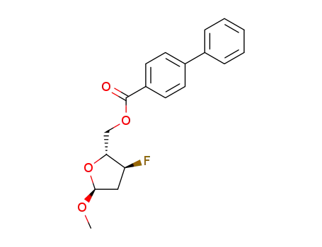 Molecular Structure of 168786-98-9 (METHYL-2,3-DIDEOXY-3-FLUORO-5-O-(4-phenylbenzoyl)-ALPHA-D-ERYTHRO-PENTOFURANOSIDE)