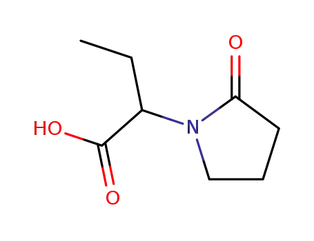 Molecular Structure of 67118-31-4 (alpha-Ethyl-2-oxo-1-pyrrolidineacetic acid)