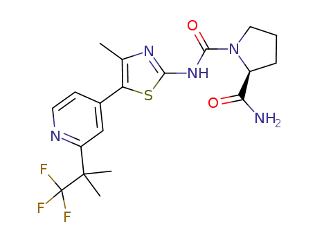 Molecular Structure of 1217486-61-7 ((2S)-N1-[4-Methyl-5-[2-(2,2,2-trifluoro-1,1-dimethylethyl)-4-pyridinyl]-2-thiazolyl]-1,2-pyrrolidinedicarboxamide)
